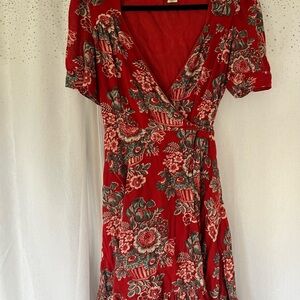 Denim & Supply Ralph Lauren Red Floral Midi Dress
